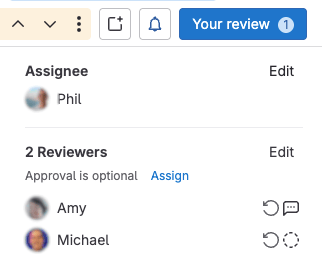 Examples of reviewers in various states of review.